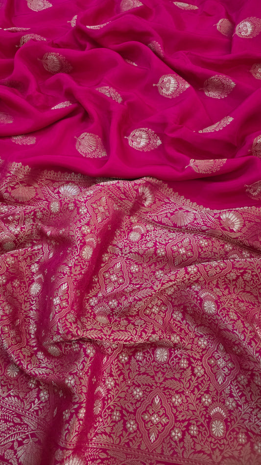 Pink Semi Mysore Silk Saree