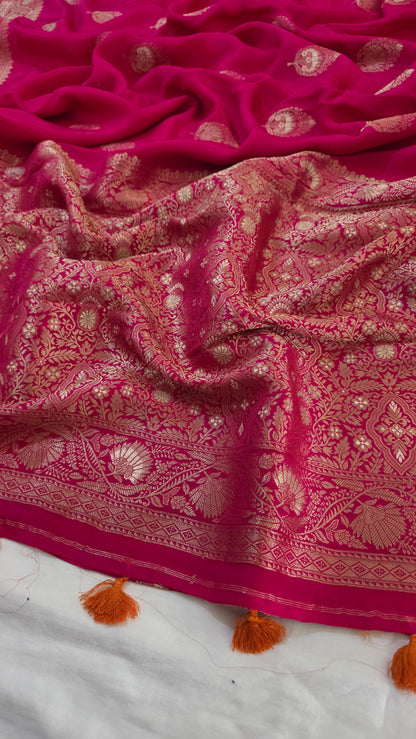 Pink Semi Mysore Silk Saree