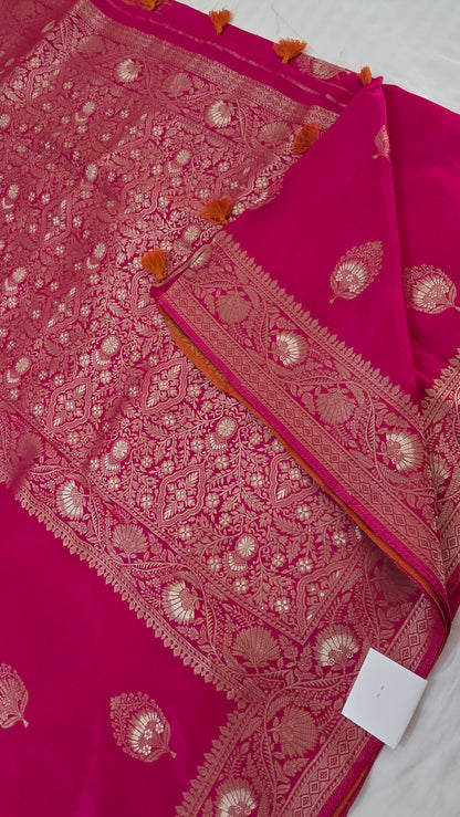 Pink Semi Mysore Silk Saree