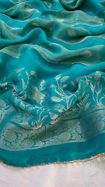 Blue Semi Mysore Silk Saree