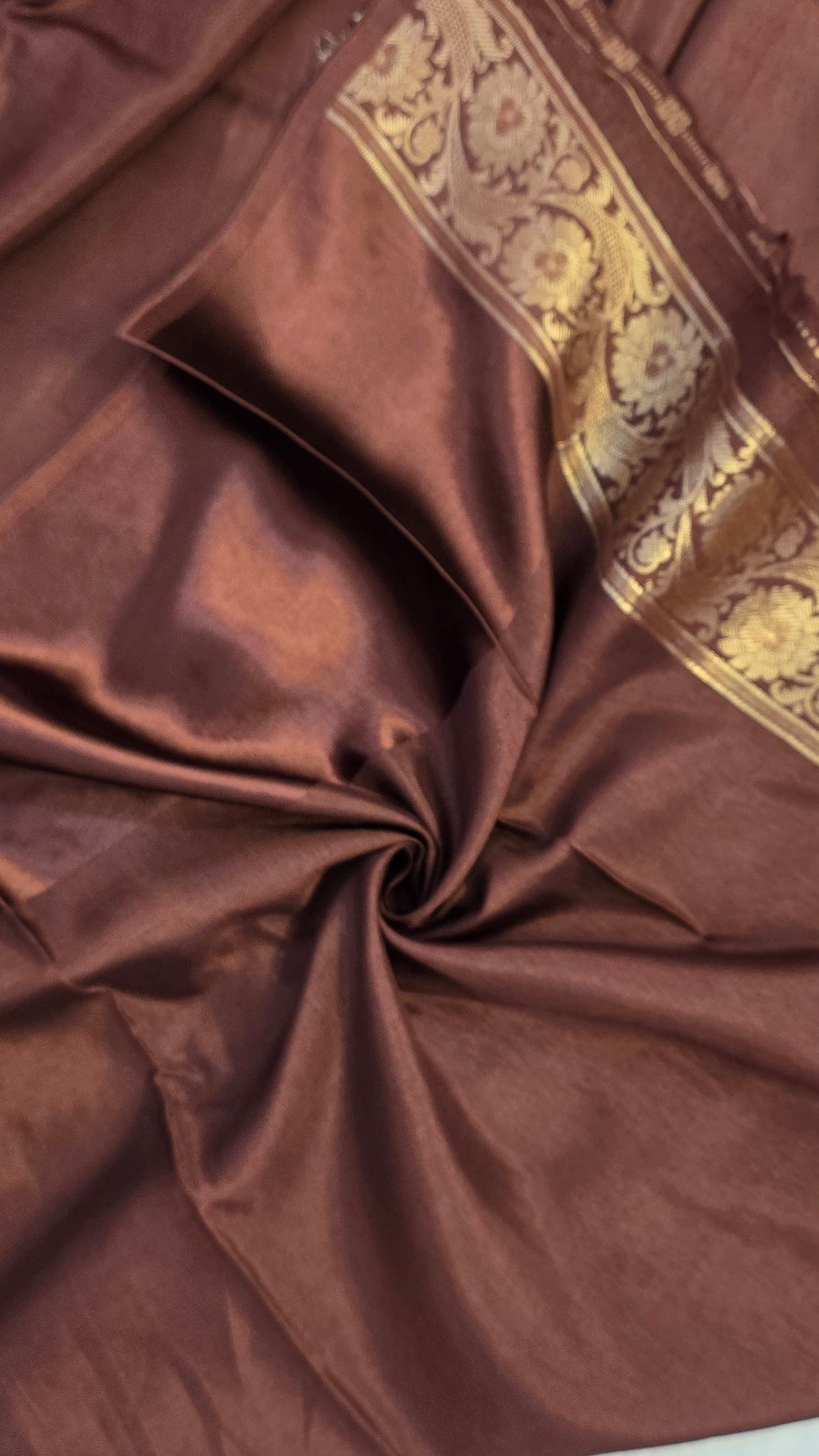 Orange with Ivory contrast Banarasi Silk Saree