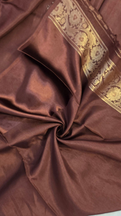 Orange with Ivory contrast Banarasi Silk Saree