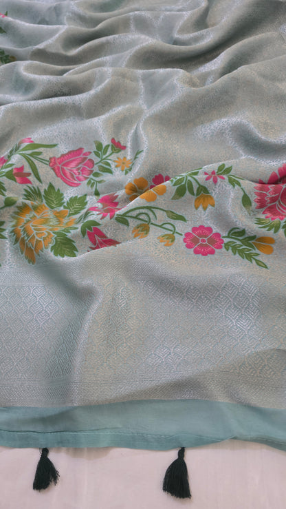 Blue Banarasi Tissue Saree