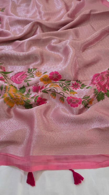 Pink Banarasi Tissue Saree