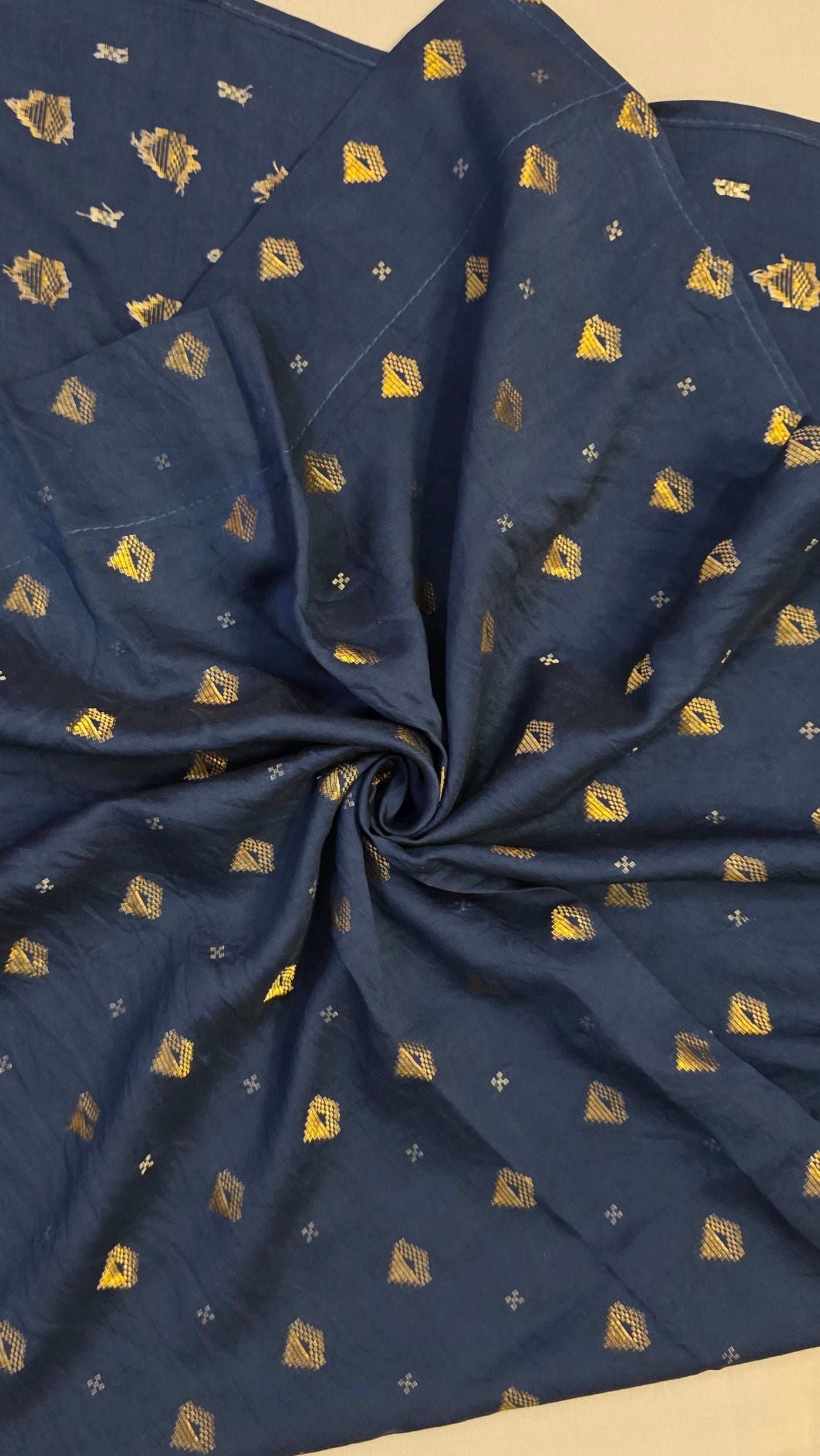 Pink Blue Dola silk figure Saree