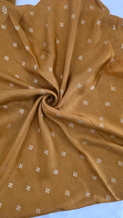 Mustard YELLOW Dola silk figure Saree