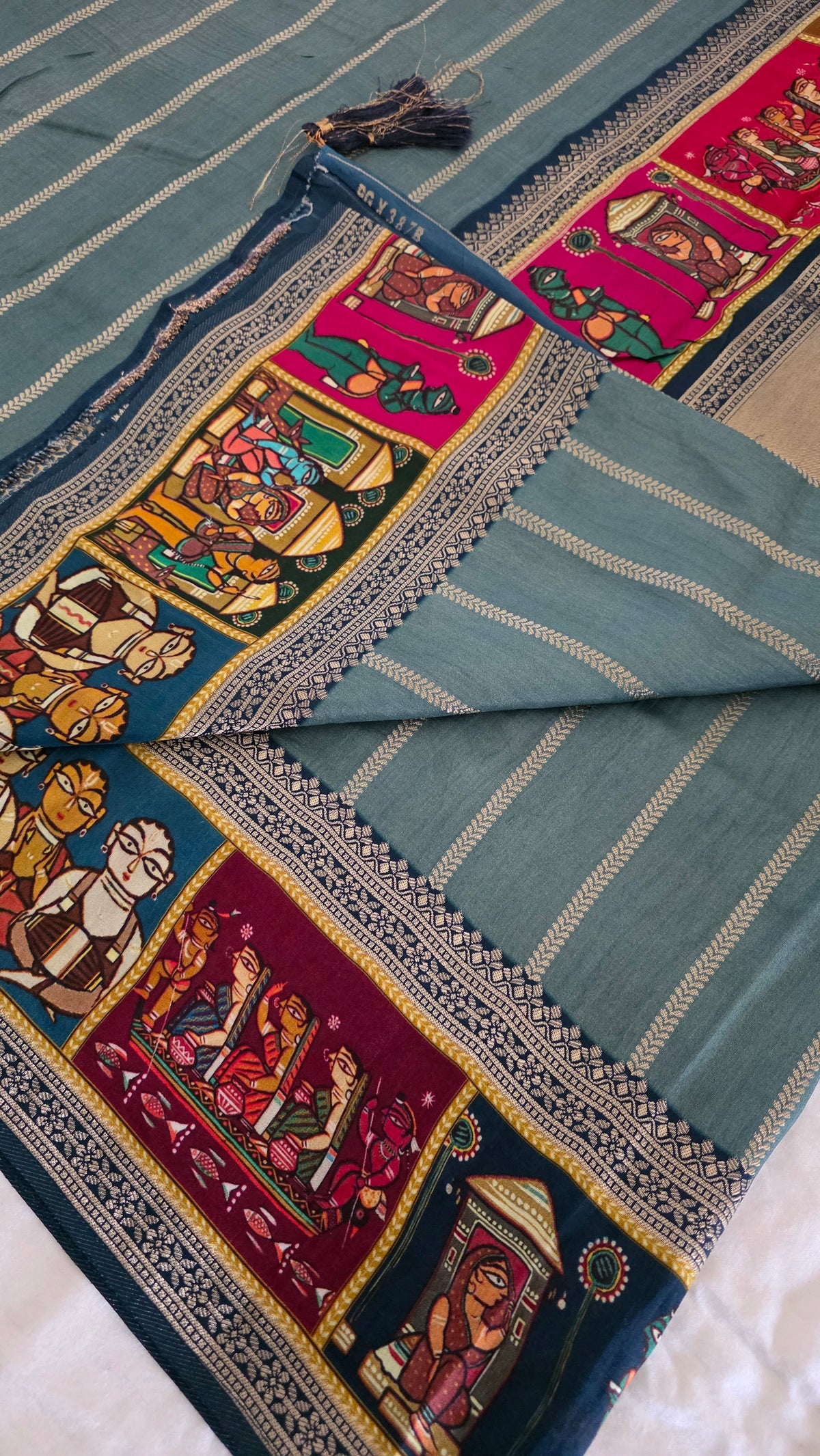 Grey Dola silk figure Saree
