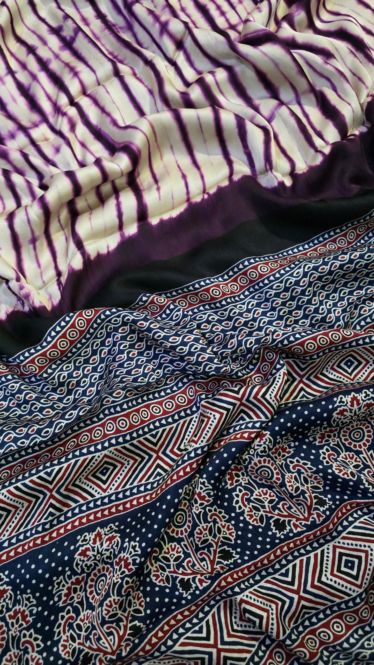Purple Shibori Ajrakh Print Saree