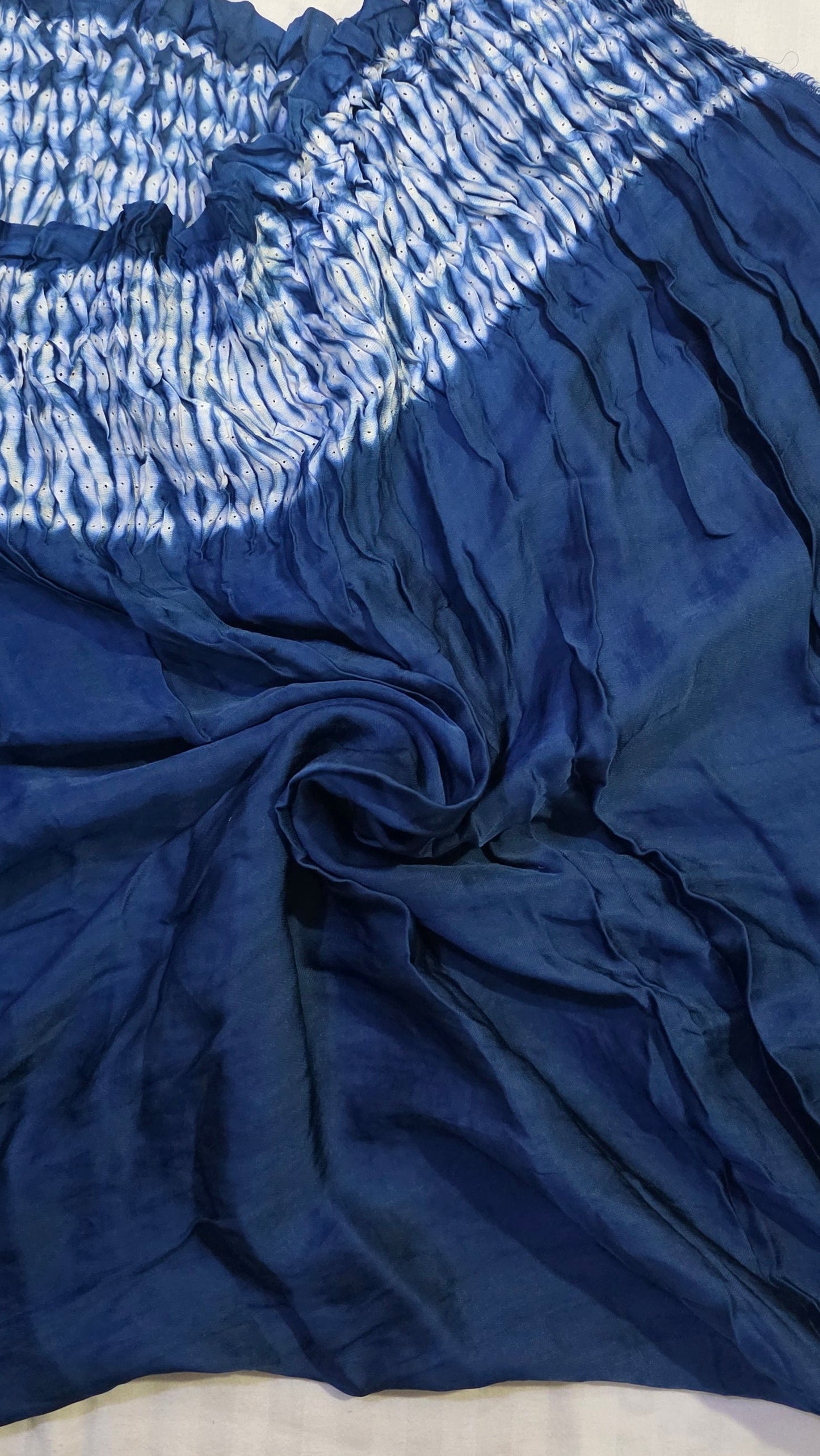 Pure Blue Dola silk Bandhej Saree