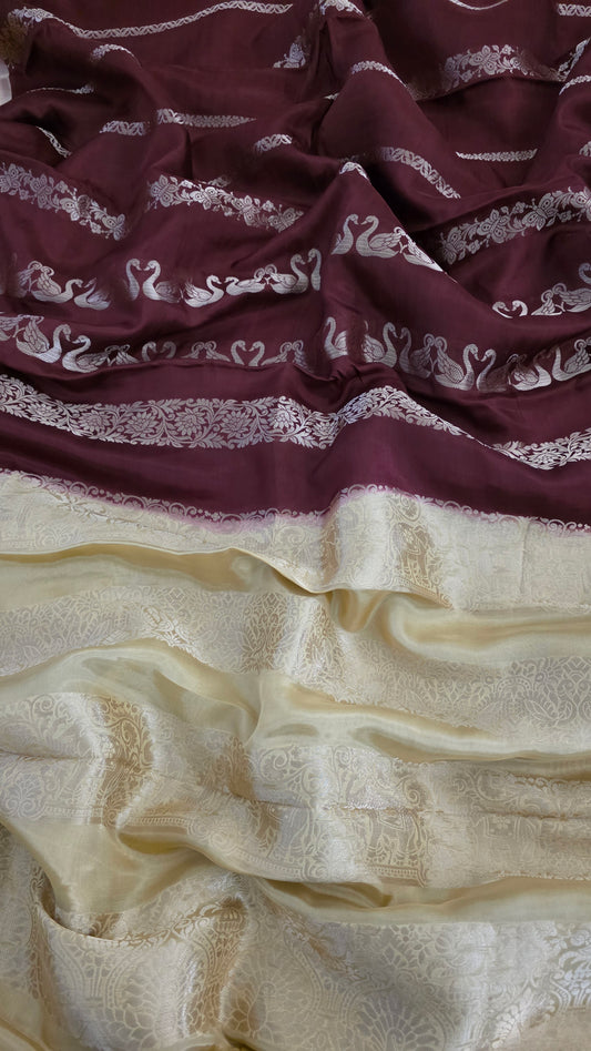 Brown Semi Mysore Silk Saree