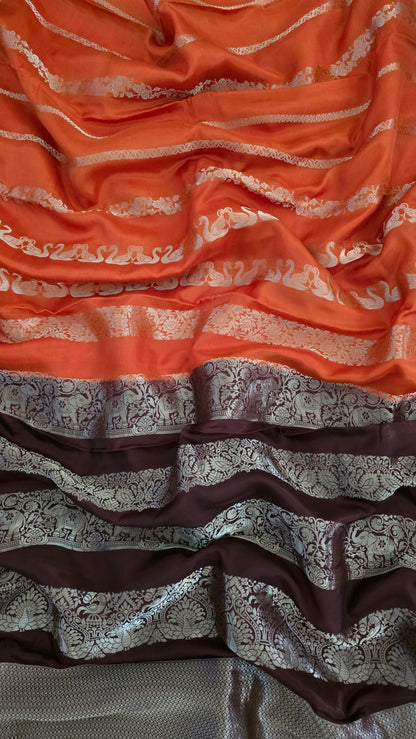 Orange Semi Mysore Silk Saree