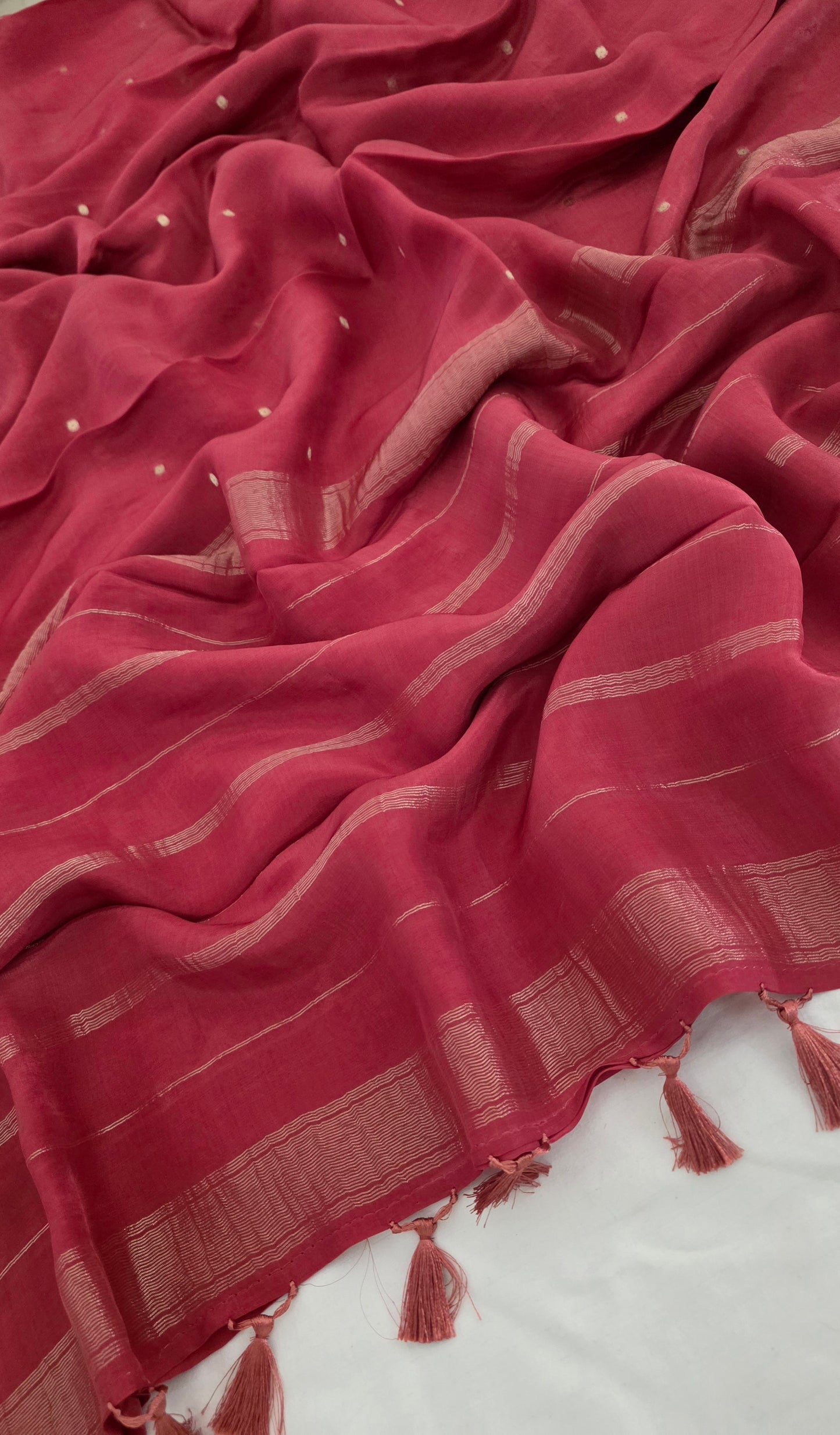 Onion pink Semi Mysore Crape Saree
