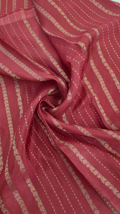 Onion pink Semi Mysore Crape Saree