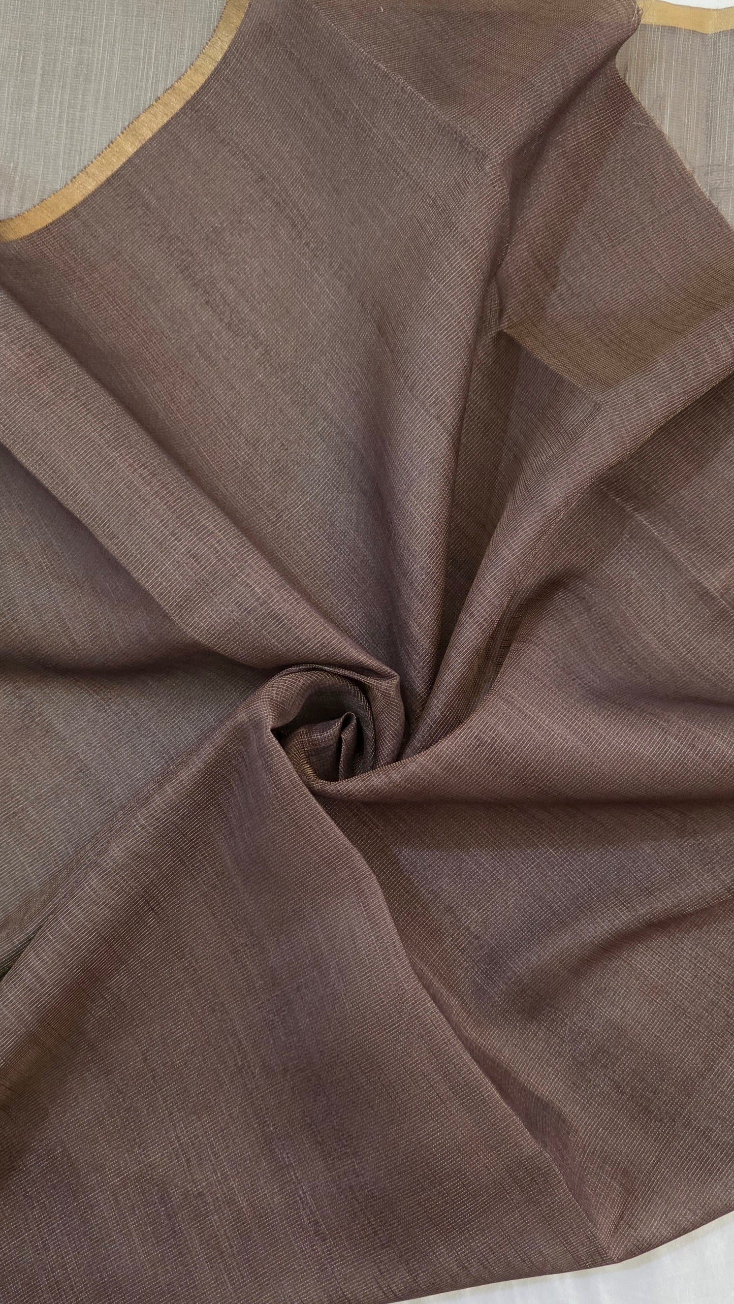 Brown Blended Linen tissue Silk
