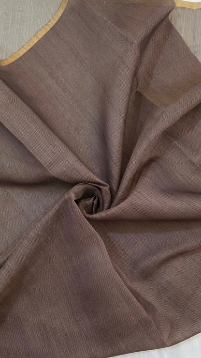 Brown Blended Linen tissue Silk