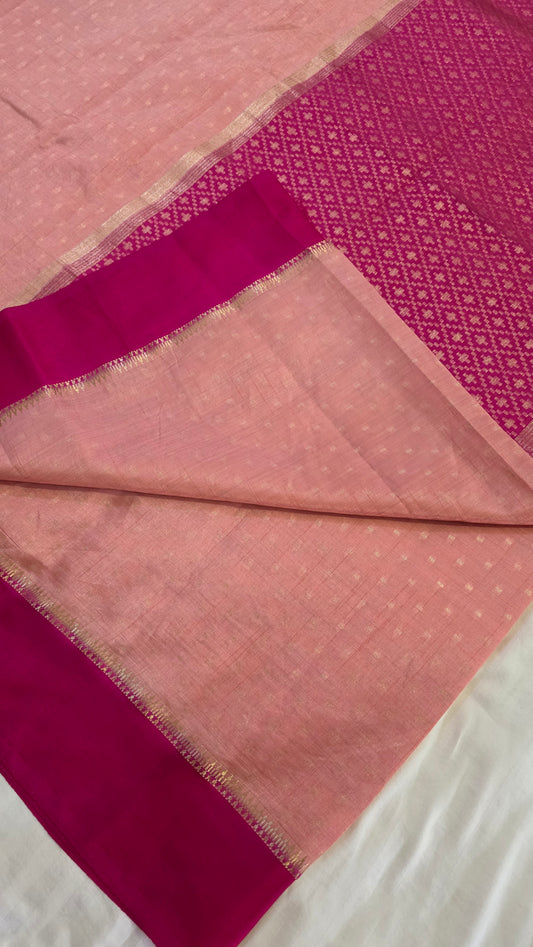 Coral Cotton Silk saree
