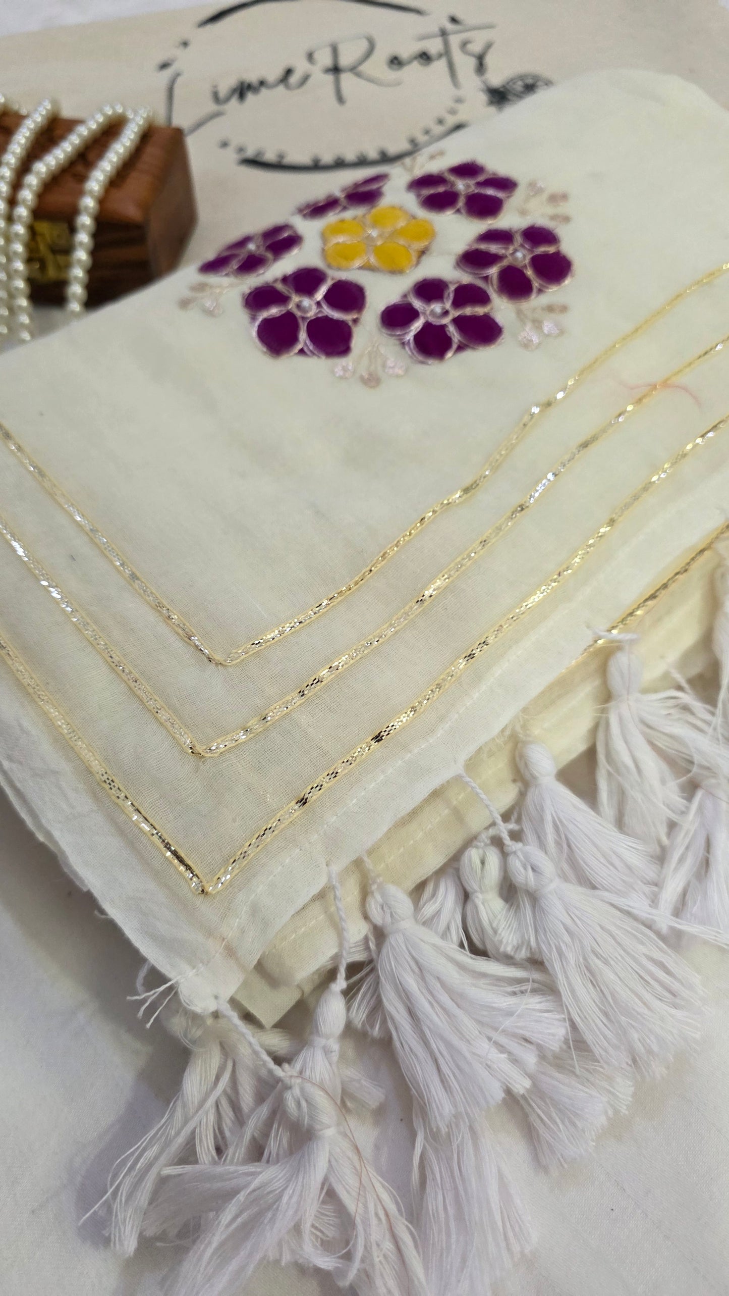 White embroidered pure mulmul cotton