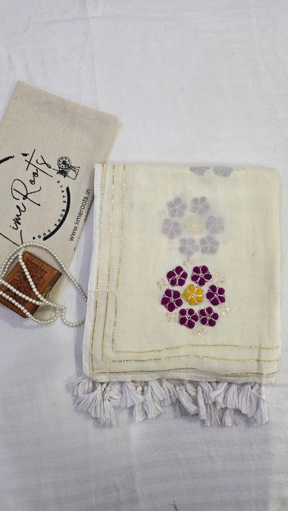 White embroidered pure mulmul cotton