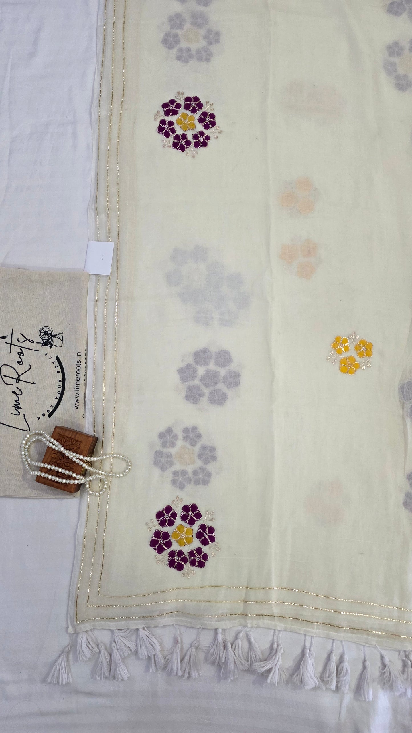 White embroidered pure mulmul cotton