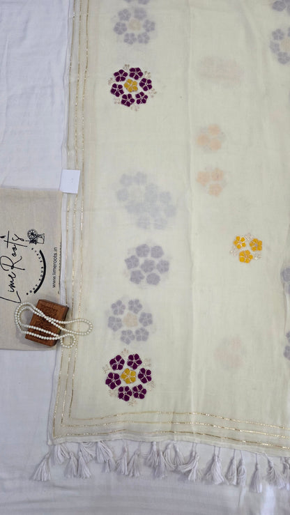 White embroidered pure mulmul cotton