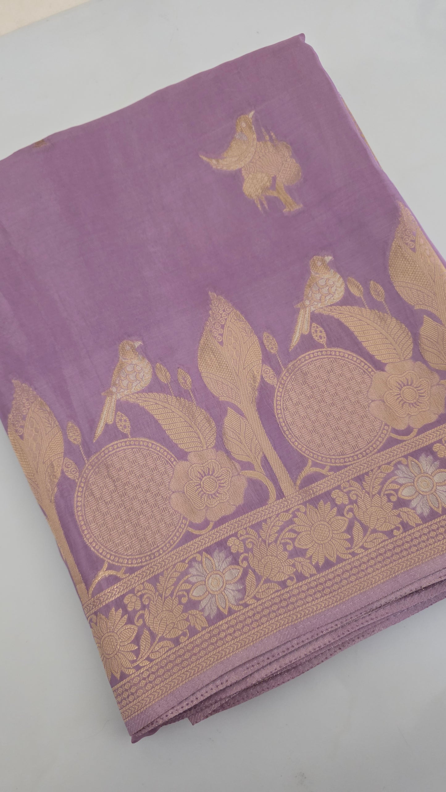 Lavender Semi Mysore Silk Saree