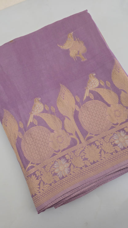 Lavender Semi Mysore Silk Saree