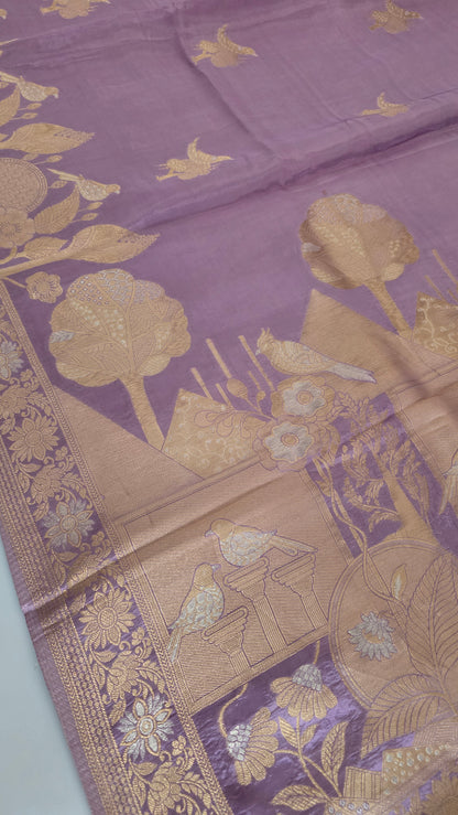 Lavender Semi Mysore Silk Saree
