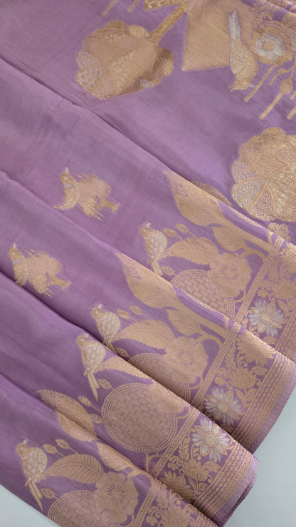 Lavender Semi Mysore Silk Saree
