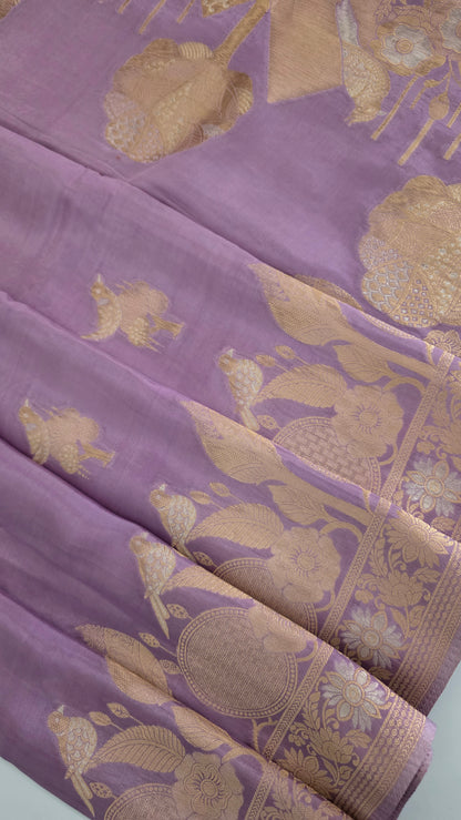 Lavender Semi Mysore Silk Saree