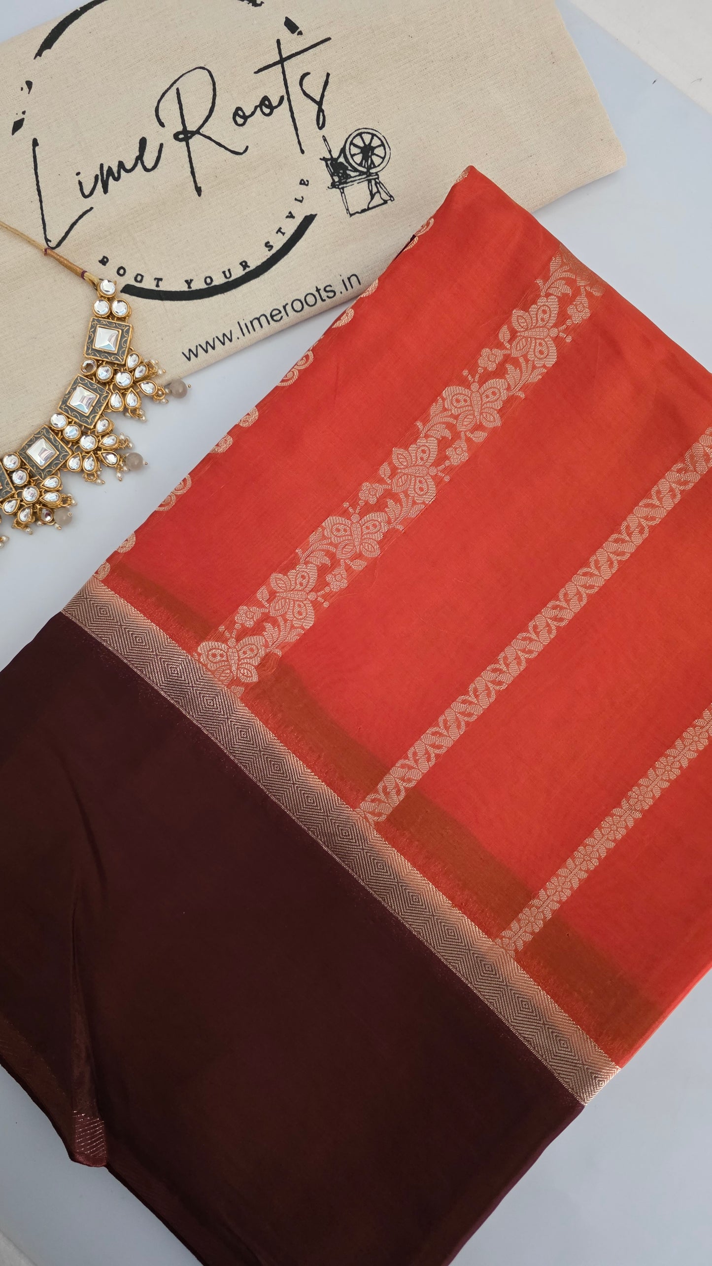 Orange Semi Mysore Silk Saree