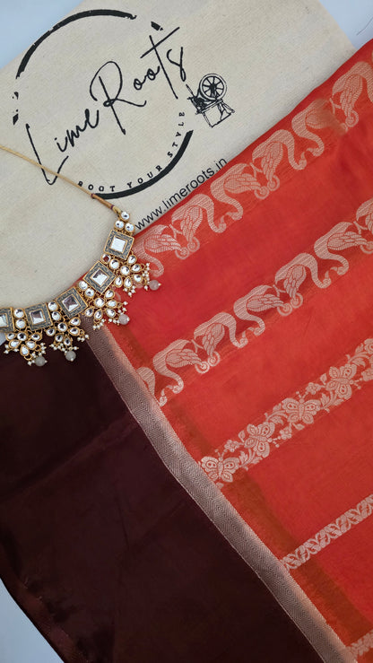 Orange Semi Mysore Silk Saree