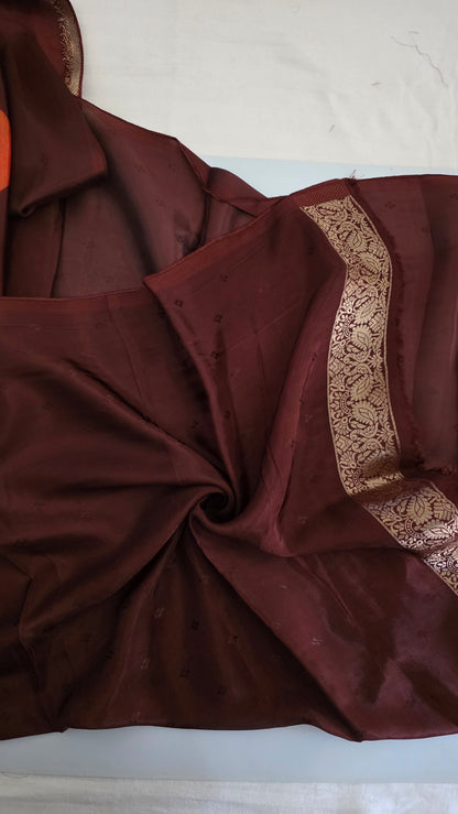 Orange Semi Mysore Silk Saree