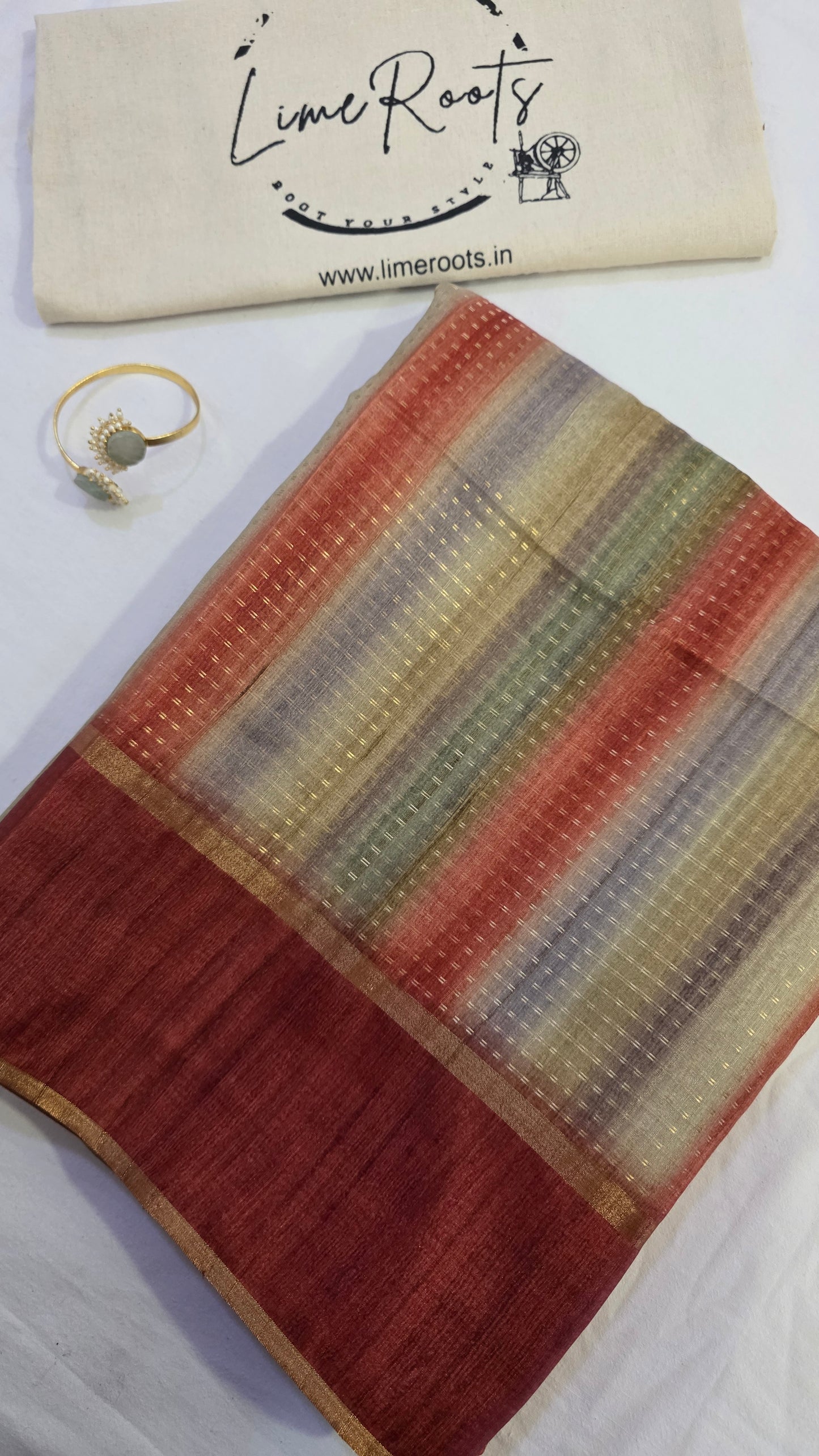 Maroon Ikat printed Tussar Silk Saree
