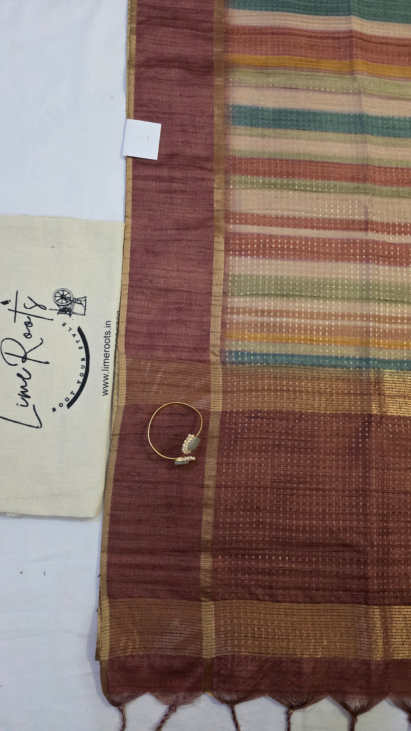 Brown Ikat printed Tussar Silk Saree