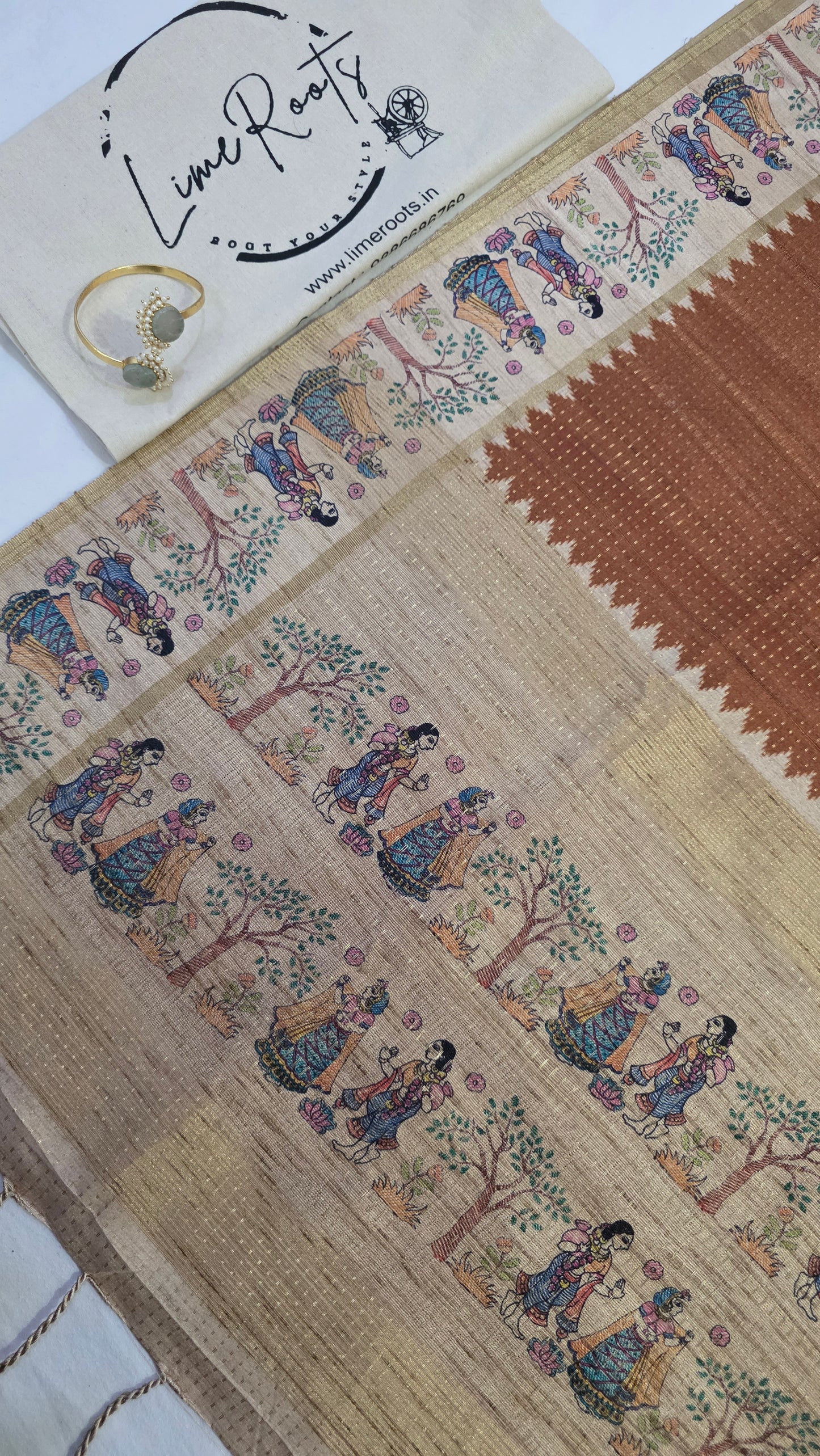 Yellow Ikat printed Tussar Silk Saree