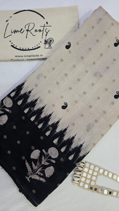 Green Ivory Sambhalpuri printed Chhapa Silk Saree