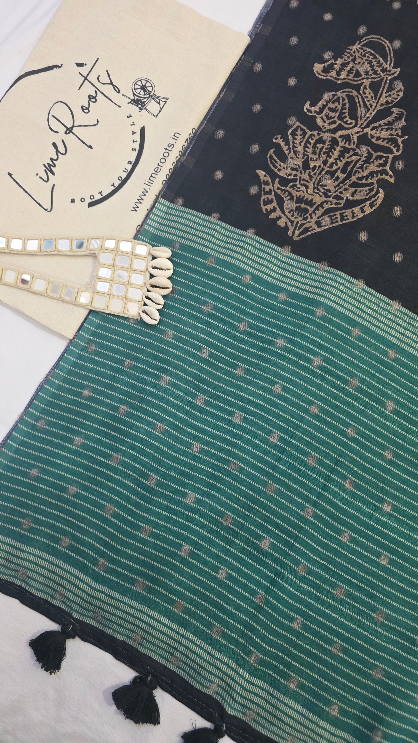 Green Ivory Sambhalpuri printed Chhapa Silk Saree
