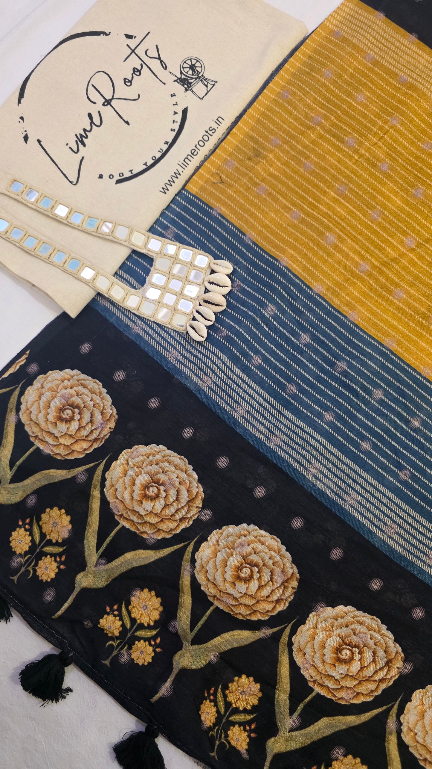 Yellow Ivory Sambhalpuri printed Chhapa Silk Saree