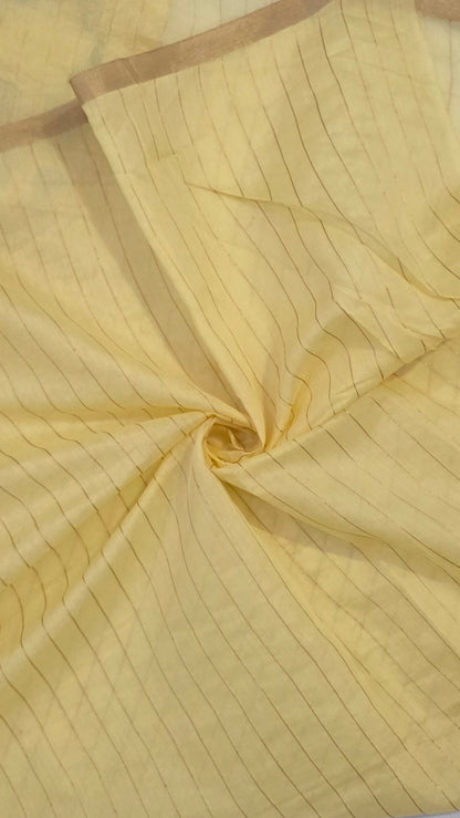 Yellow Blended Linen Silk Jamdani