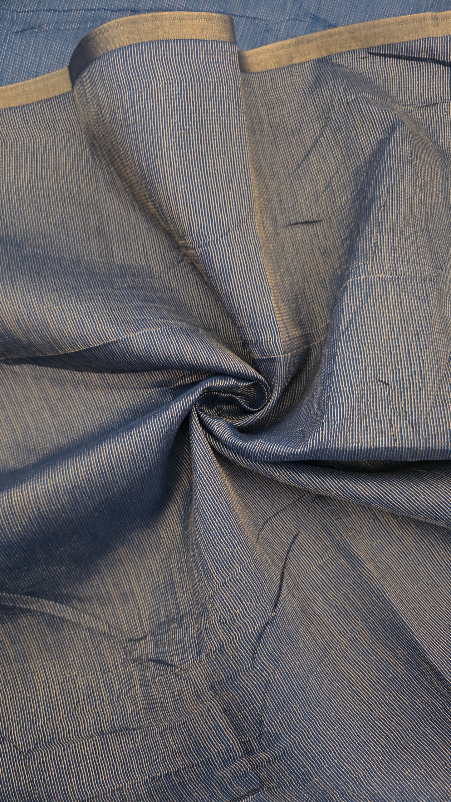 Blue Blended Linen Silk Jamdani