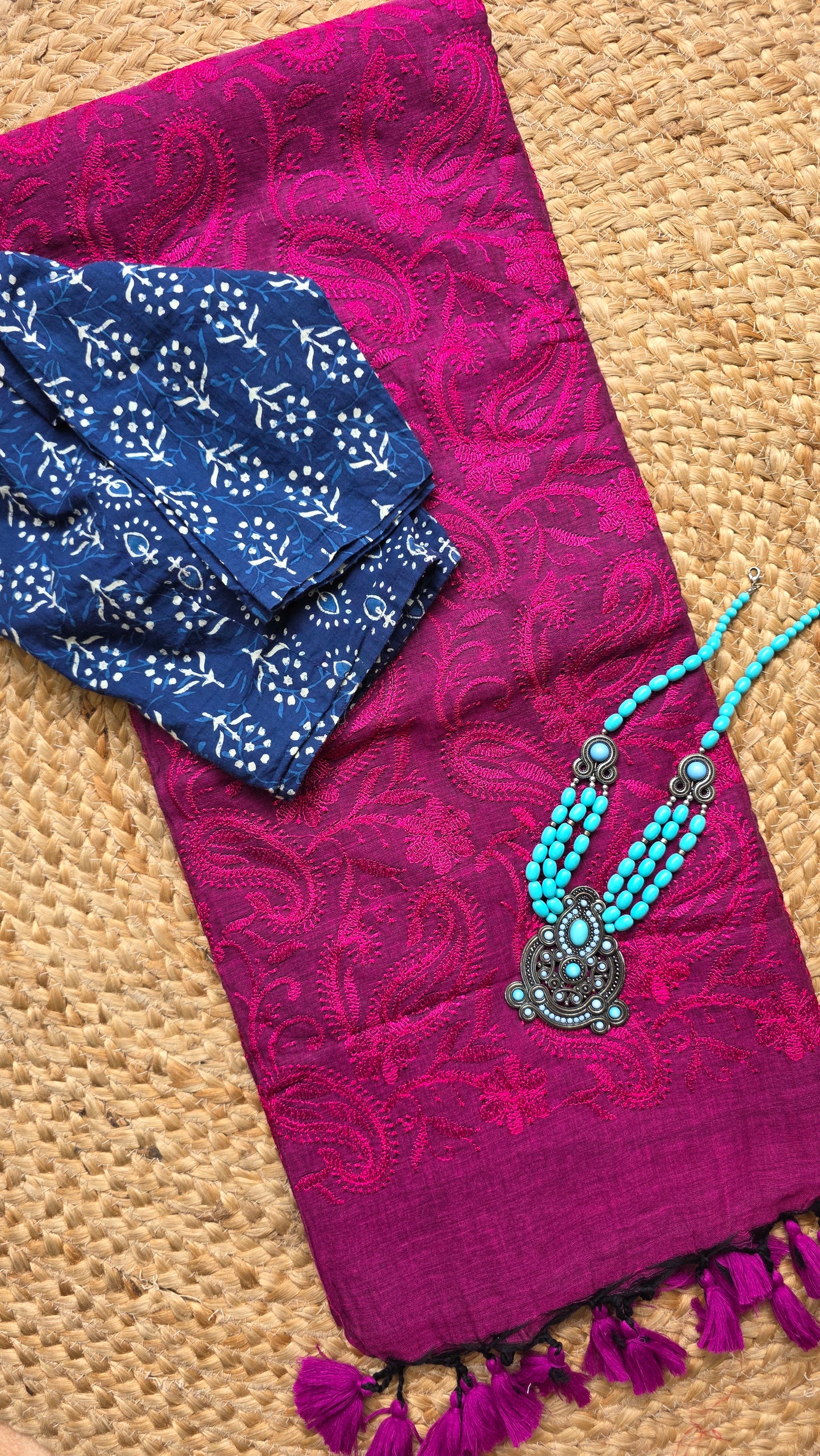 Adaa Purple Mulmul Chikankari embroidery Saree