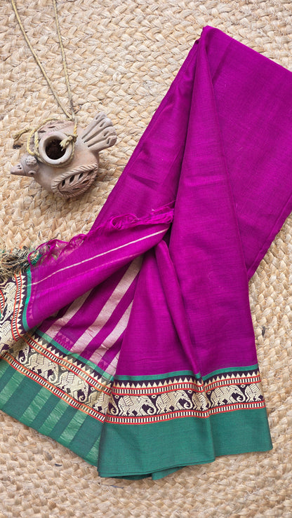 Two toned Pink Pure Narayanpet cotton sari
