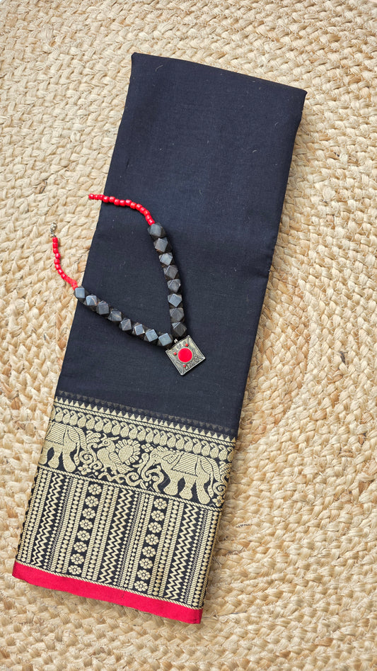 Ruhi | Black Narayanpet cotton sari