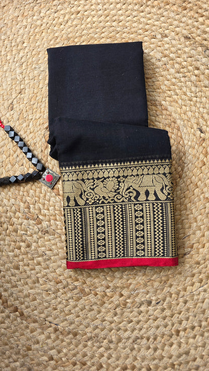 Black Pure Narayanpet cotton sari