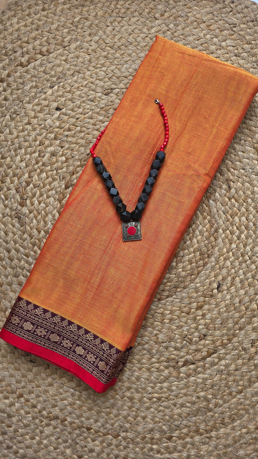 Ruhi | Orange Pure Narayanpet cotton sari