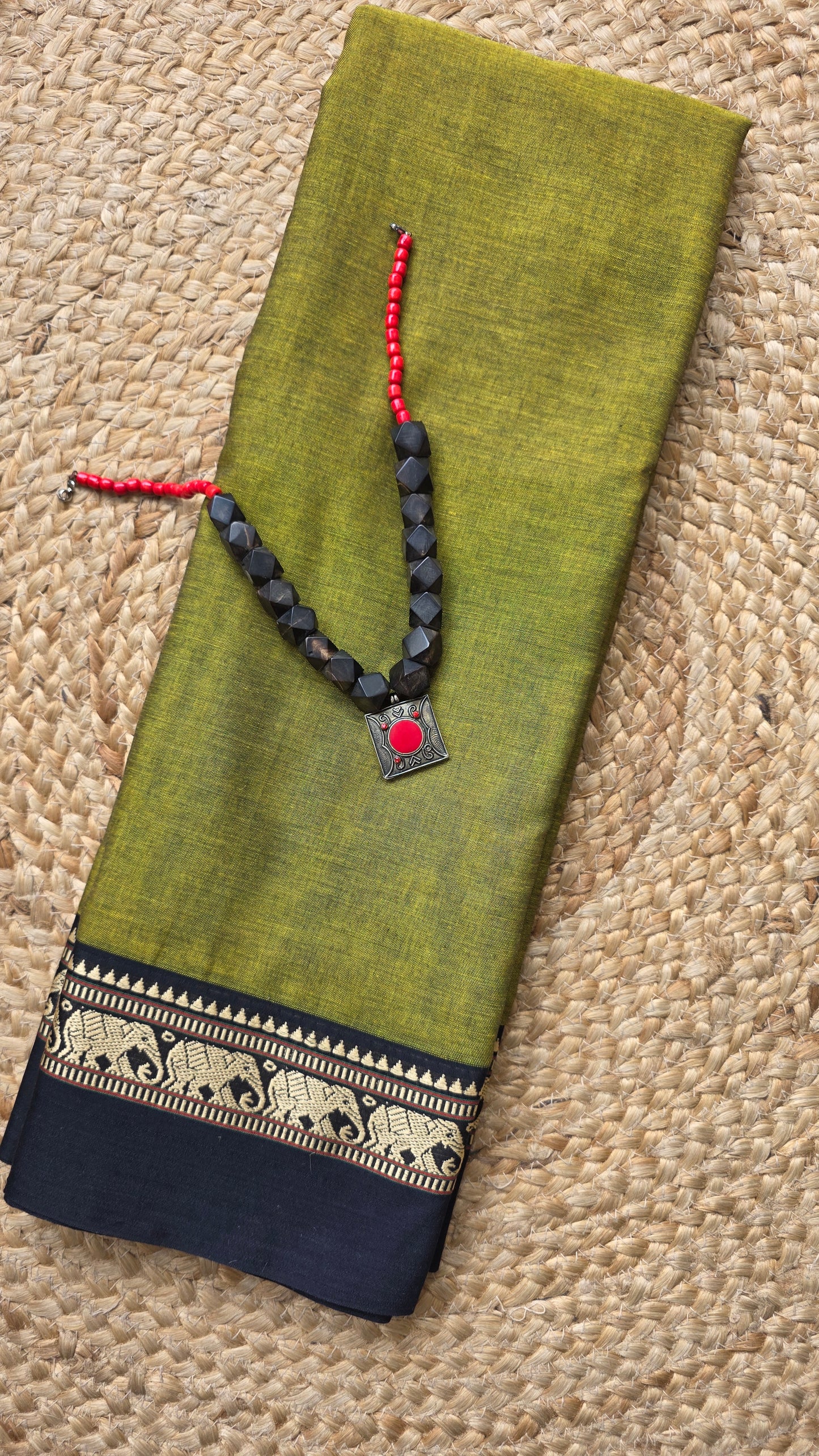Two toned green Pure Narayanpet cotton sari