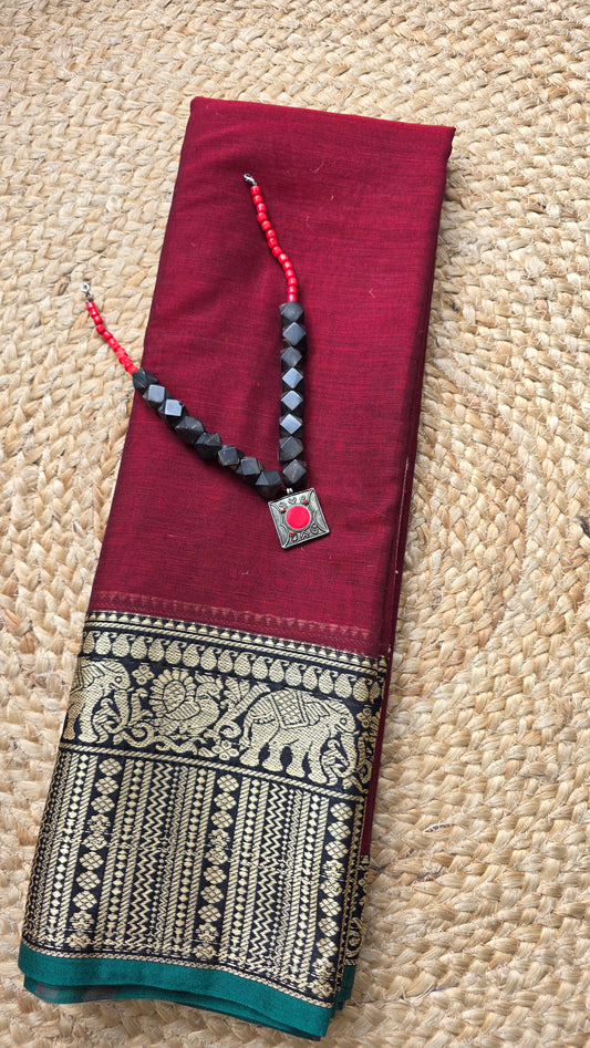 Ruhi | Maroon Narayanpet cotton sari