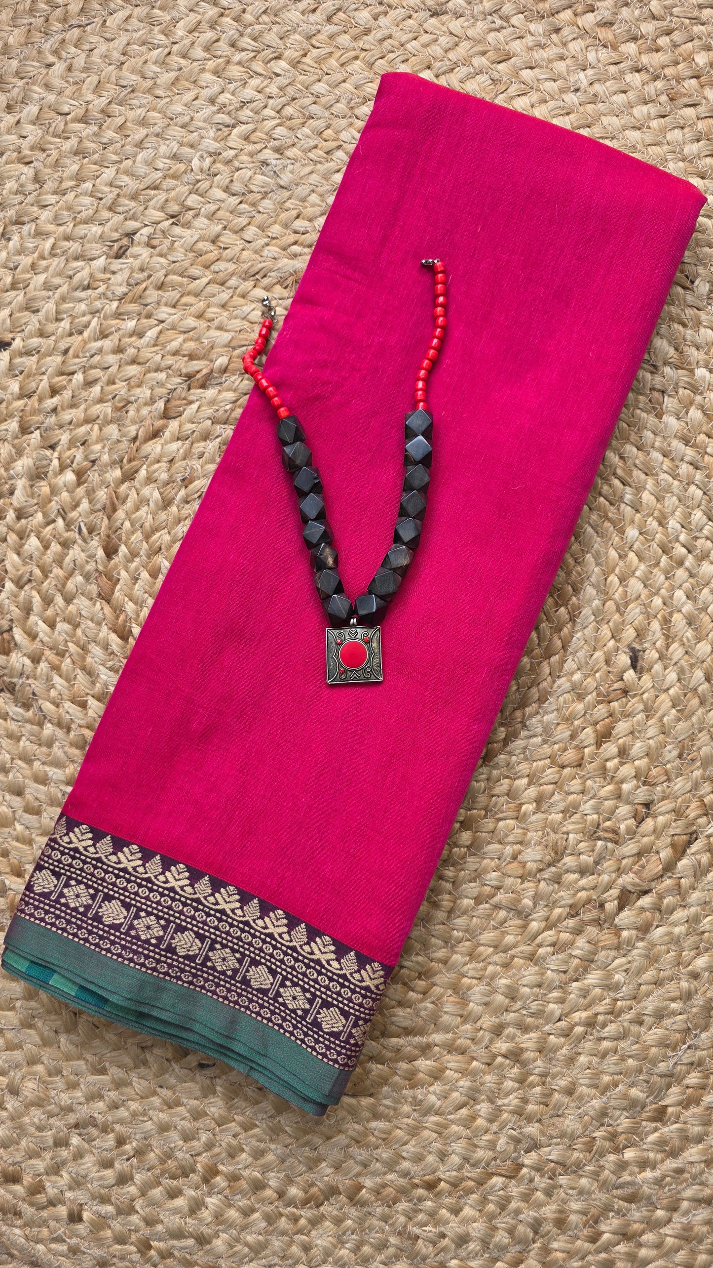 Two toned Pink Pure Narayanpet cotton sari