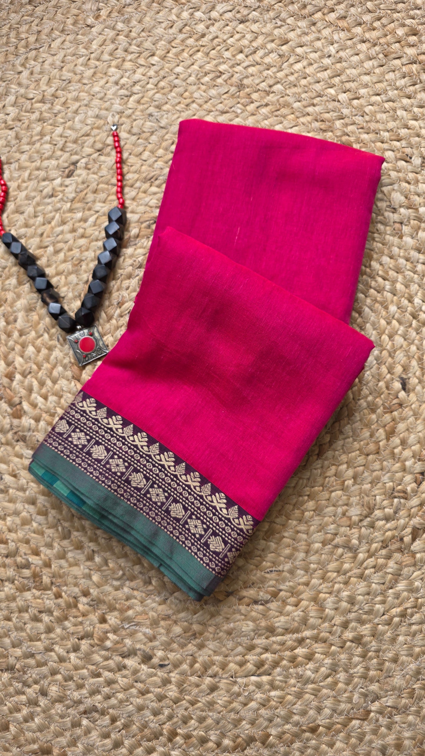 Two toned Pink Pure Narayanpet cotton sari