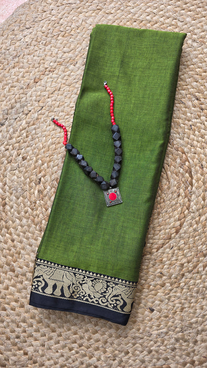 Ruhi | Green Pure Narayanpet cotton sari